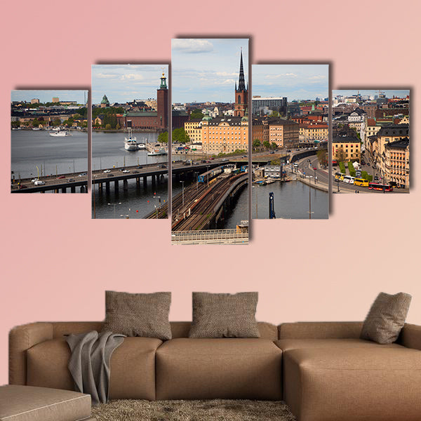 View of Stockholm multi panel canvas wall art