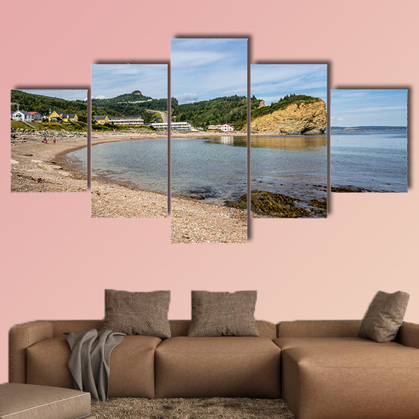 View of Perce village in Quebec Canada at daytime Multi panel canvas wall art