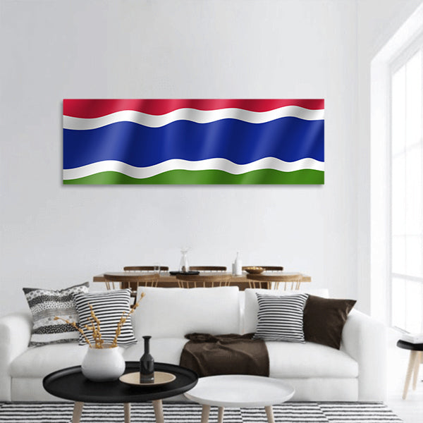 Gambia realistic flag panoramic canvas wall art