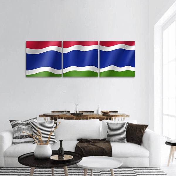 Gambia realistic flag panoramic canvas wall art