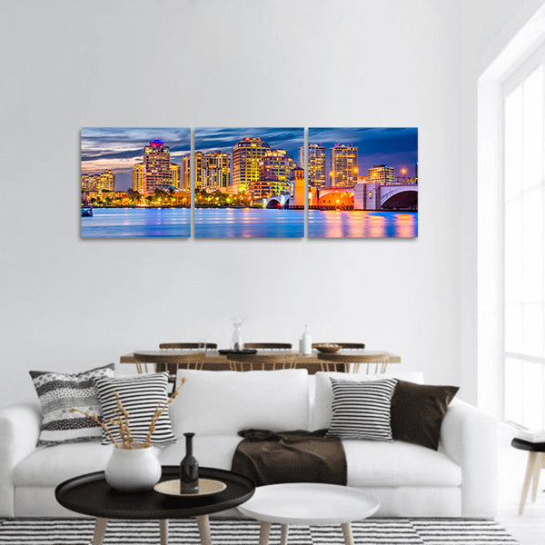 West Palm Beach, Florida, USA skyline on waterway Panoramic canvas Wall Art