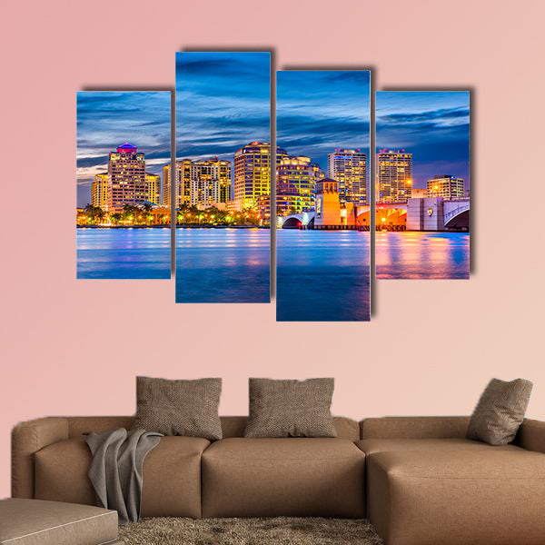 West Palm Beach, Florida, USA downtown skyline on the waterway wall art
