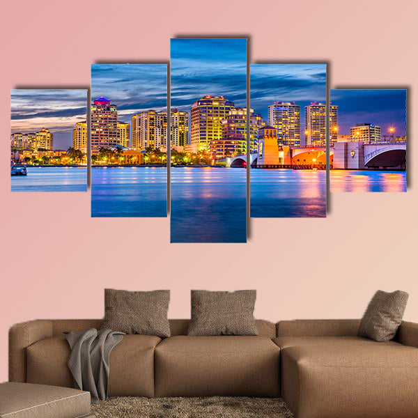 West Palm Beach, Florida, USA downtown skyline on the waterway wall art