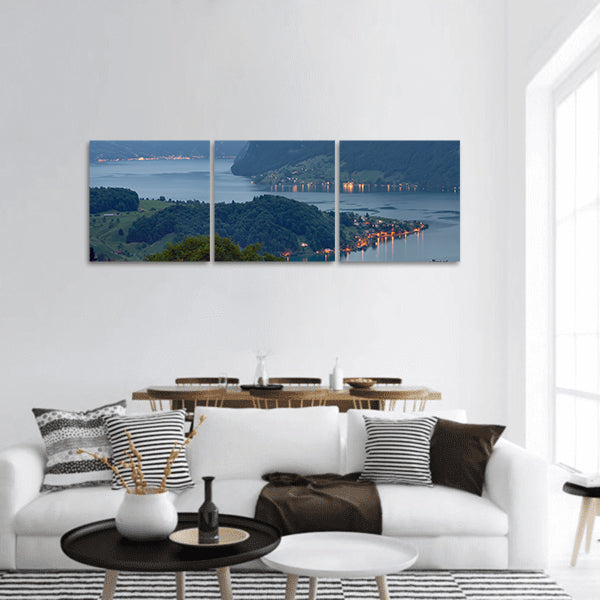 View of Lake Lucerne in Switzerland Panoramic canvas Wall Art