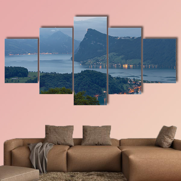 View of Lake Lucerne in Switzerland multi panel canvas wall art