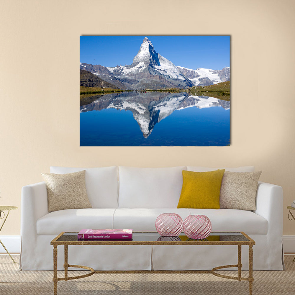 Tourists in front of the Matterhorn multi panel canvas wall art