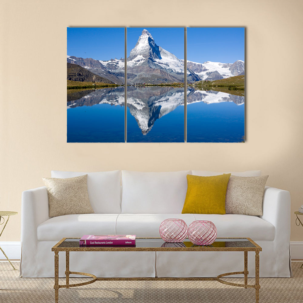 Tourists in front of the Matterhorn multi panel canvas wall art