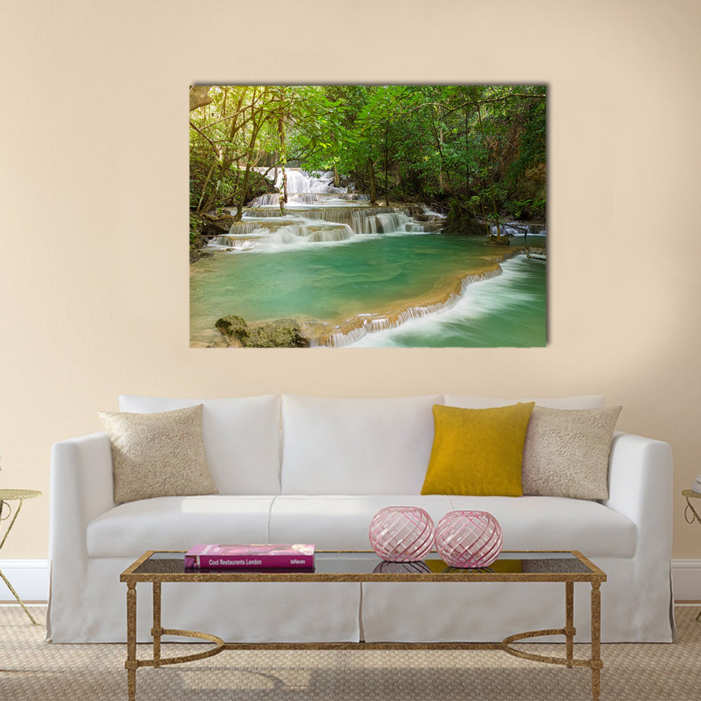Landscape Huai Mae Kamin waterfall Srinakarin Dam in Kanchanaburi, Thailand multi panel canvas wall art
