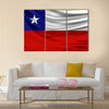 Realistic flag of Chile on the wavy surface of fabric Multi panel canvas wall art