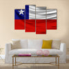 Realistic flag of Chile on the wavy surface of fabric Multi panel canvas wall art