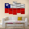 Realistic flag of Chile on the wavy surface of fabric Multi panel canvas wall art