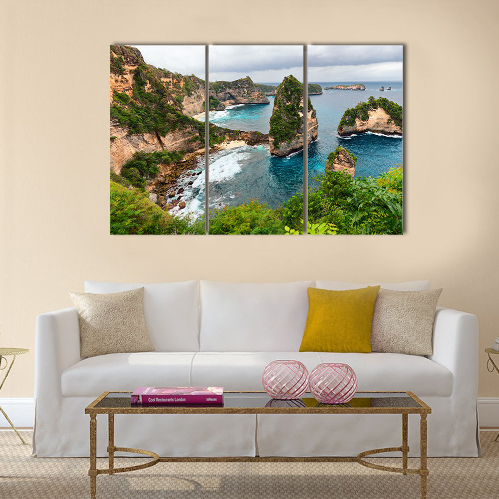 Sea Coast With Little House Standing On The High Cliff, Multi Panel Canvas Wall Art