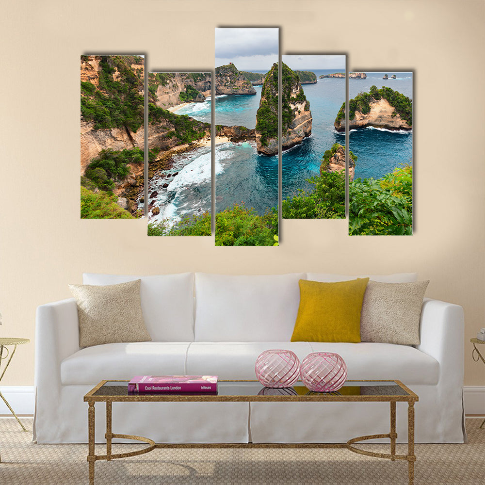 Sea Coast With Little House Standing On The High Cliff, Multi Panel Canvas Wall Art
