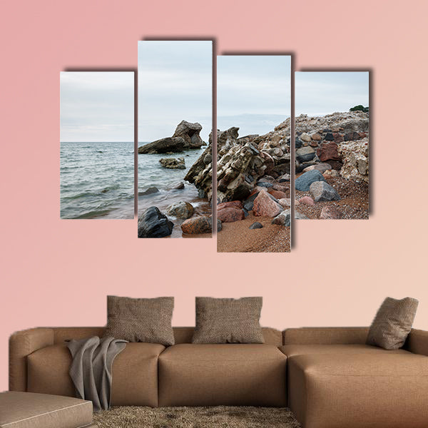 Sunset over old demolished military forts, Latvia multi panel wall art