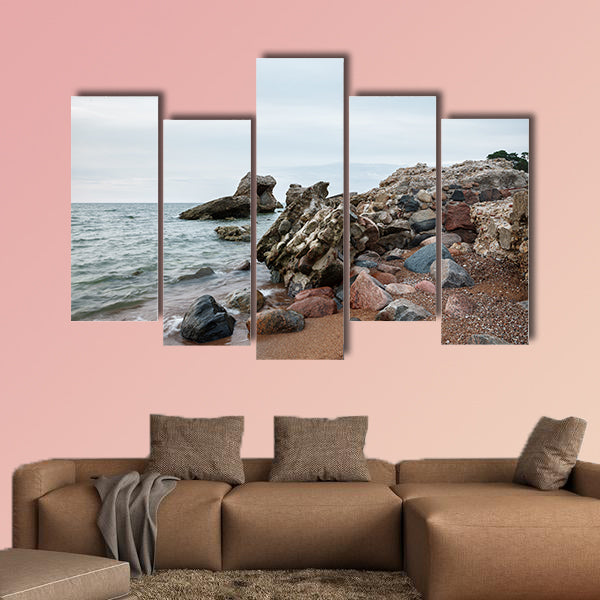 Sunset over old demolished military forts, Latvia multi panel wall art
