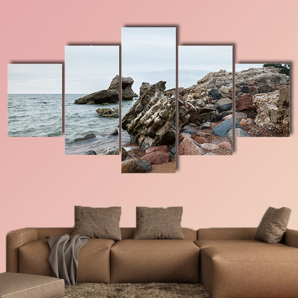 Sunset over old demolished military forts, Latvia multi panel wall art