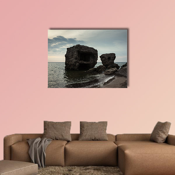 Sunset over old demolished military forts in Liepaja, Latvia multi panel canvas wall art
