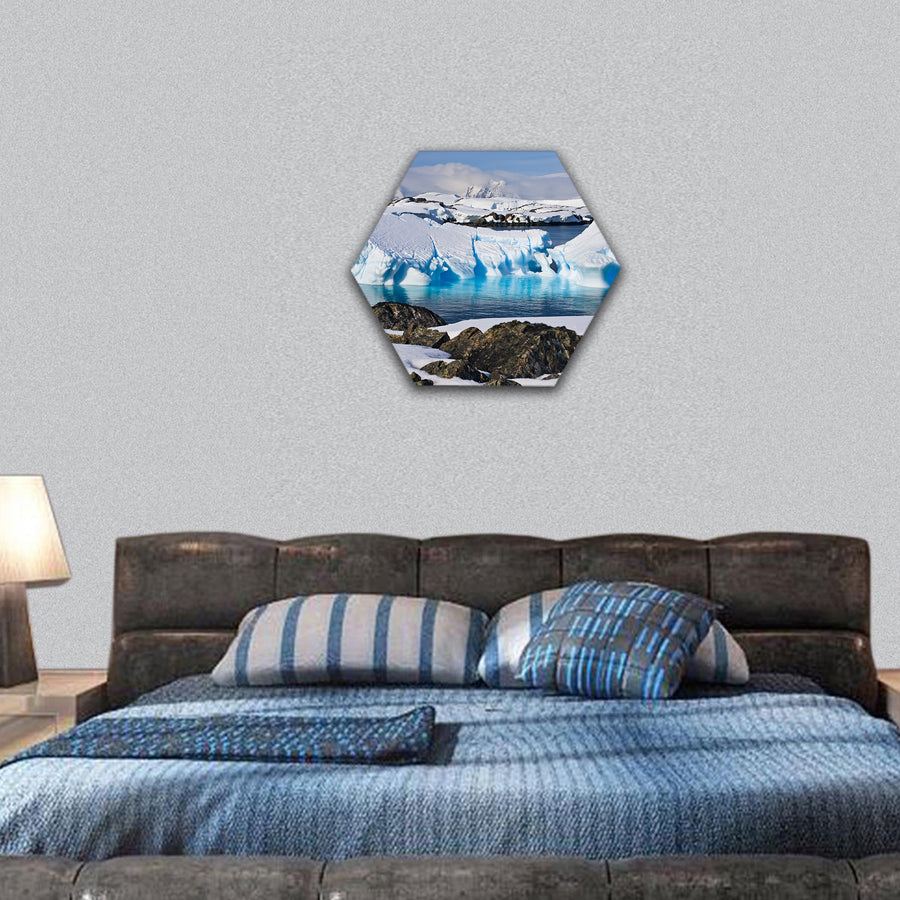 Huge icebergs in Antarctica, hexagonal canvas wall art