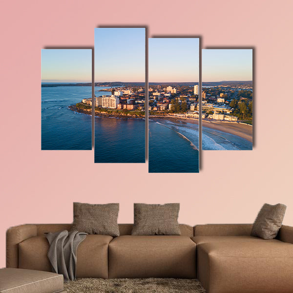 Aerial view of Cronulla beach with clear sky multi panel canvas wall art