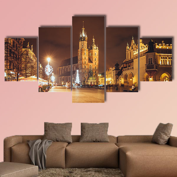 Main Market Square and St. Mary's Basilica Krakow, Poland, wall art