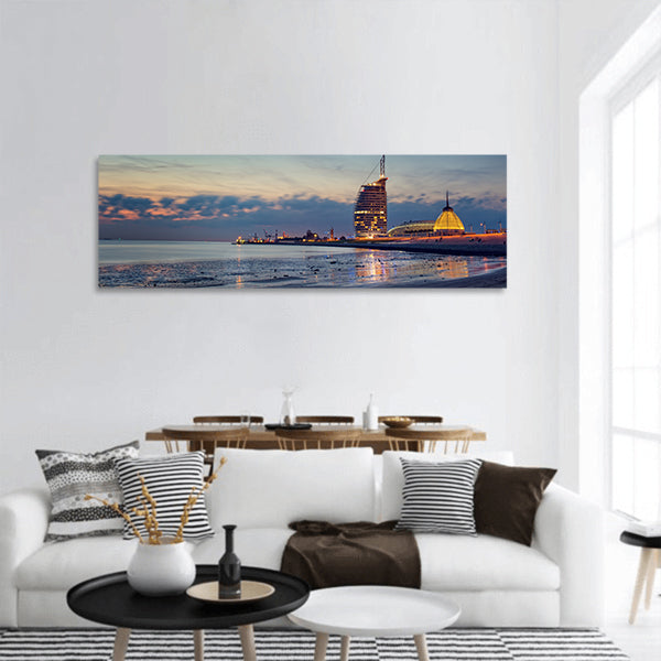 Bremerhaven Beach Panoramic canvas Wall Art