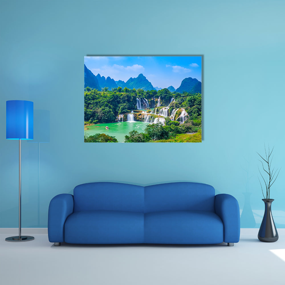 Landscape scenery view of a waterfall in Detian, Guangxi multi panel canvas wall art
