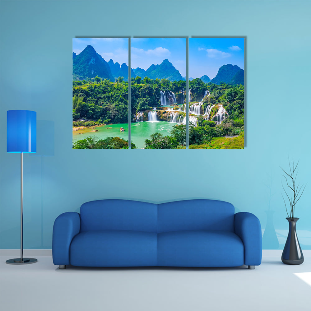 Landscape scenery view of a waterfall in Detian, Guangxi multi panel canvas wall art