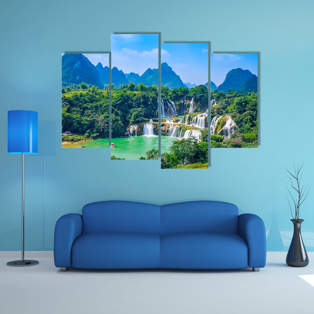 Landscape scenery view of a waterfall in Detian, Guangxi multi panel canvas wall art