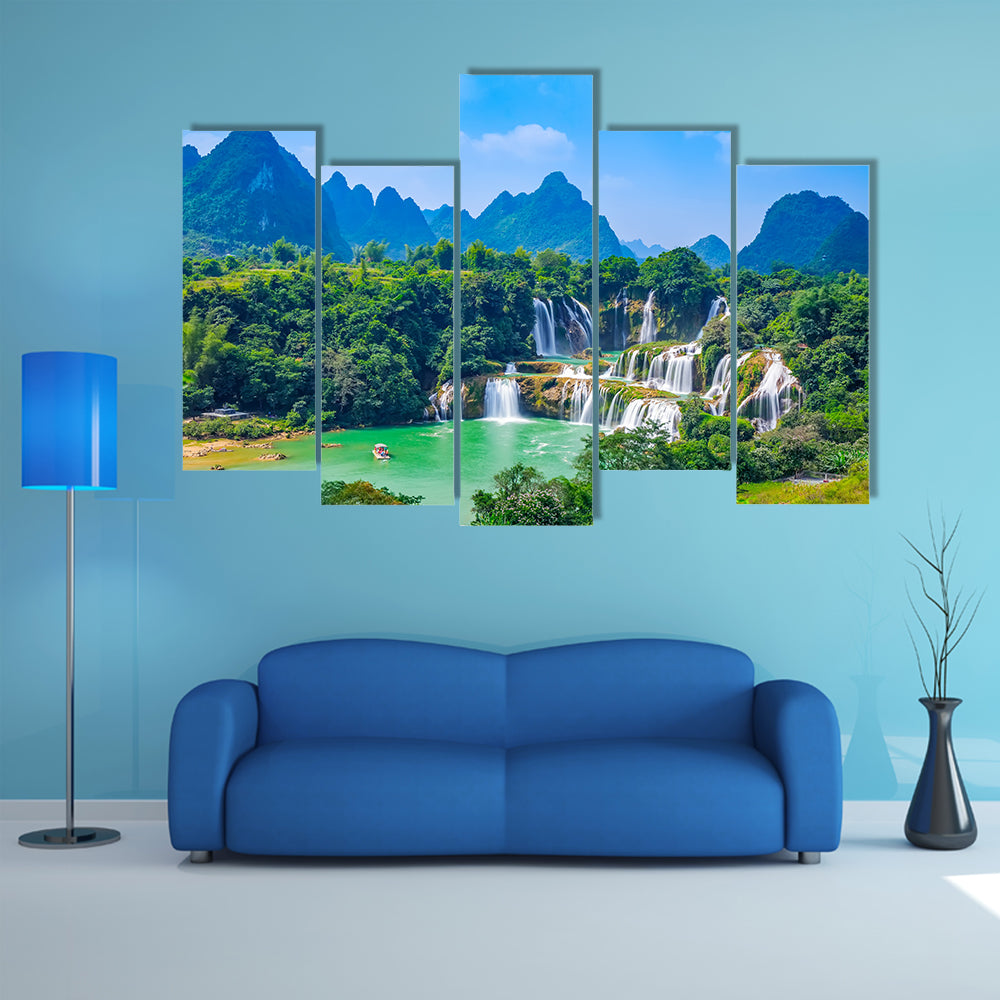 Landscape scenery view of a waterfall in Detian, Guangxi multi panel canvas wall art