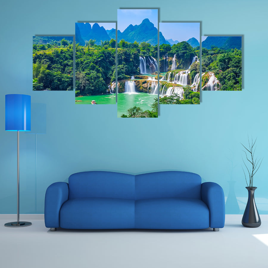 Landscape scenery view of a waterfall in Detian, Guangxi multi panel canvas wall art