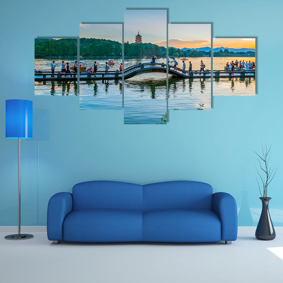 The Scenery Of Hangzhou West Lake Multi Panel Canvas Wall Art