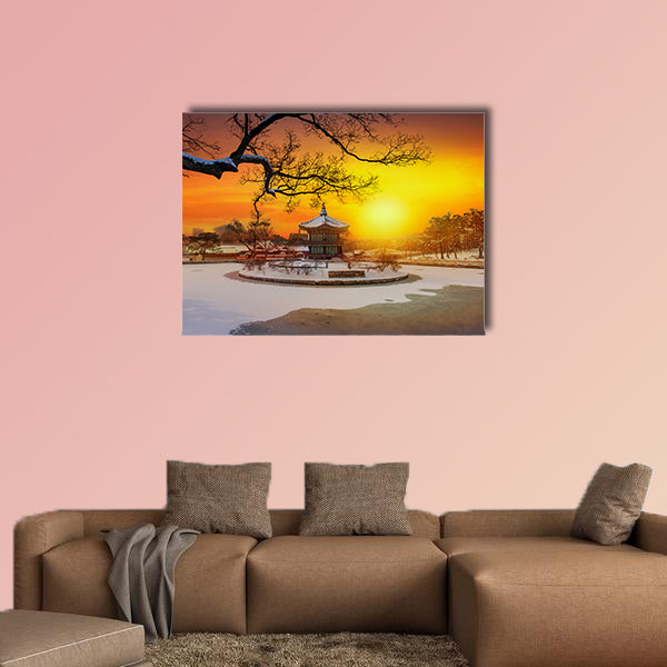 Winter at Gyeongbokgung Palace in Seoul, South Korea multi panel canvas wall art