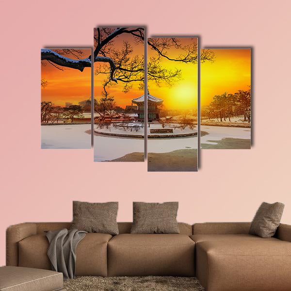 Winter at Gyeongbokgung Palace in Seoul, South Korea multi panel canvas wall art