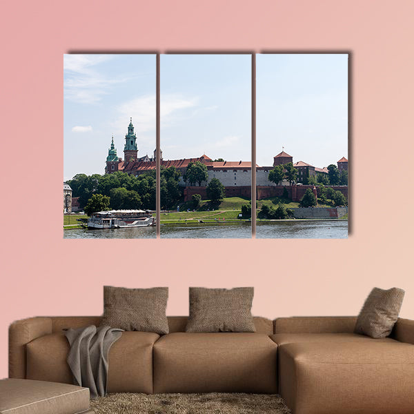 View on the Wawel Castle from the Vistula River multi panel canvas wall art