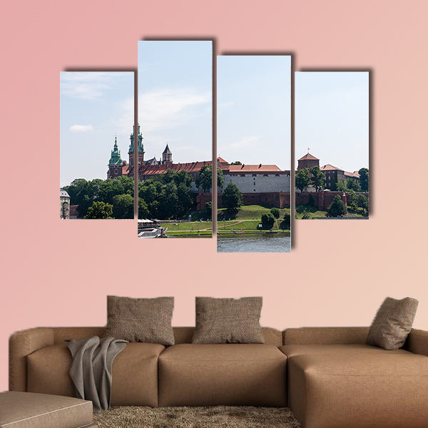 View on the Wawel Castle from the Vistula River multi panel canvas wall art