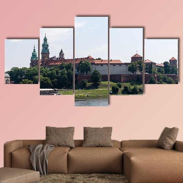 View on the Wawel Castle from the Vistula River multi panel canvas wall art
