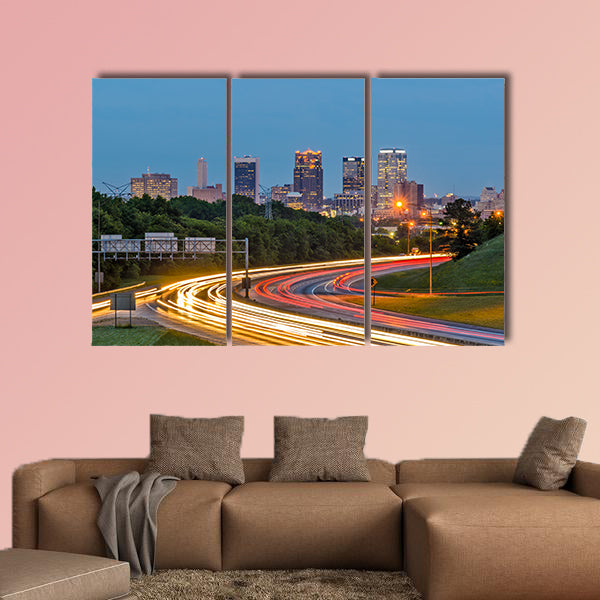 Birmingham, Alabama, USA downtown city skyline multi panel canvas wall art