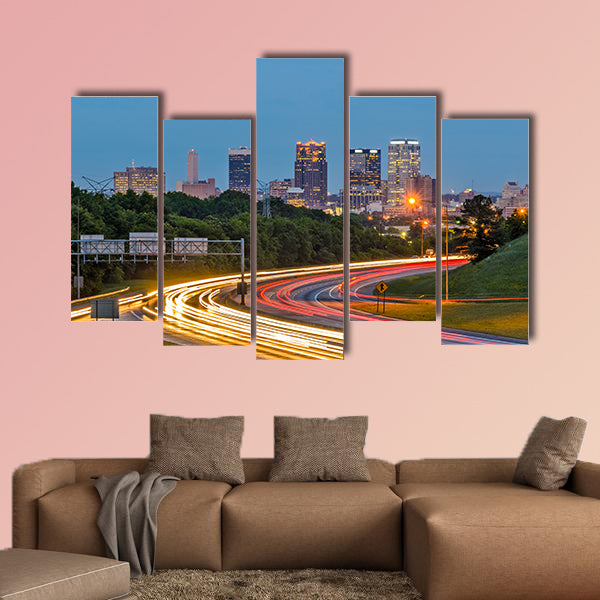 Birmingham, Alabama, USA downtown city skyline multi panel canvas wall art