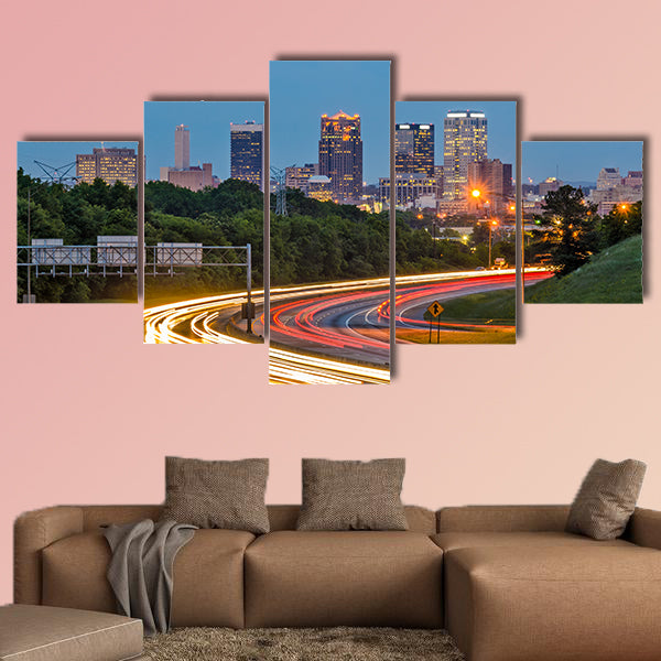 Birmingham, Alabama, USA downtown city skyline multi panel canvas wall art