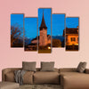 Church in Spiez at night, Spiez, Bern, Switzerland multi panel canvas wall art