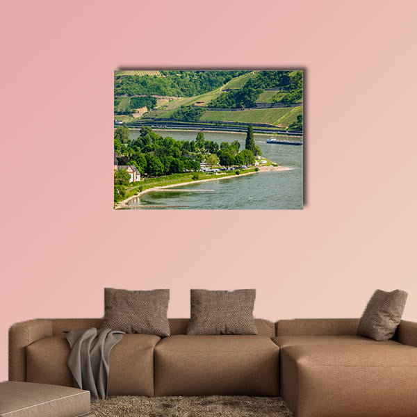 Vineyards at Rhine Valley (Rhine Gorge) in Germany multi panel canvas wall art