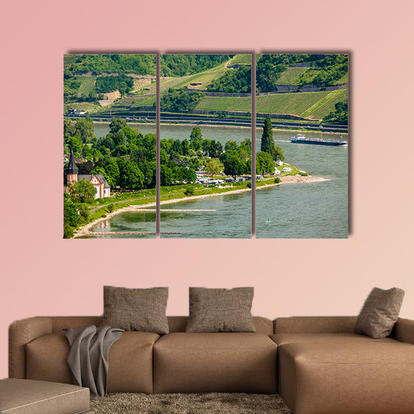 Vineyards at Rhine Valley (Rhine Gorge) in Germany multi panel canvas wall art