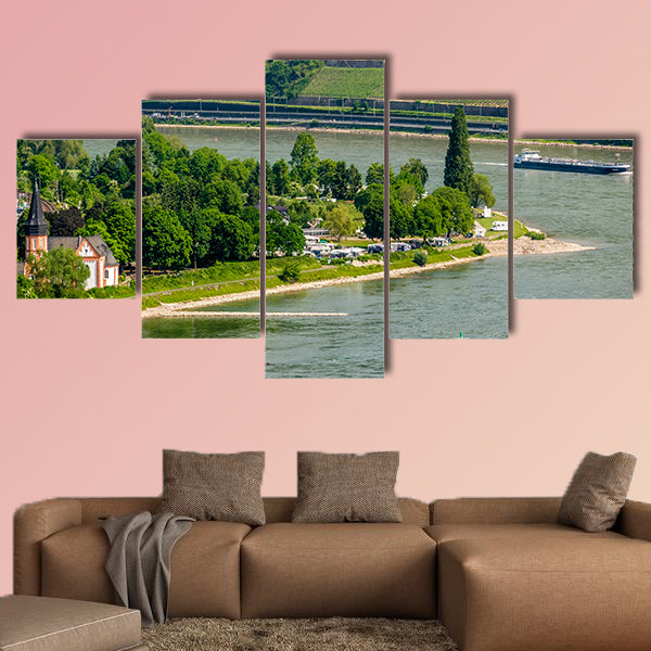 Vineyards at Rhine Valley (Rhine Gorge) in Germany multi panel canvas wall art