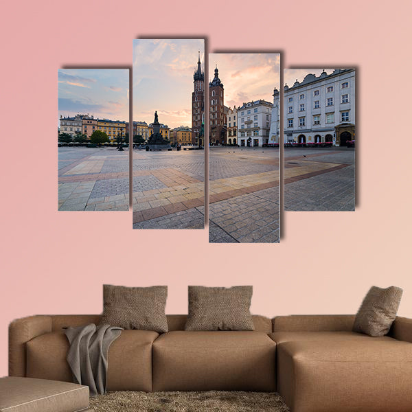 Rynek square in Krakow, Poland multi panel canvas wall art
