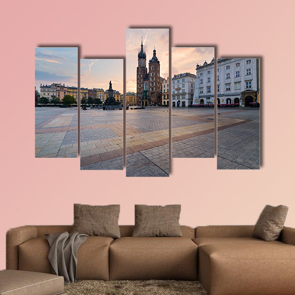 Rynek square in Krakow, Poland multi panel canvas wall art