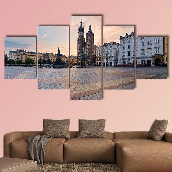 Rynek square in Krakow, Poland multi panel canvas wall art