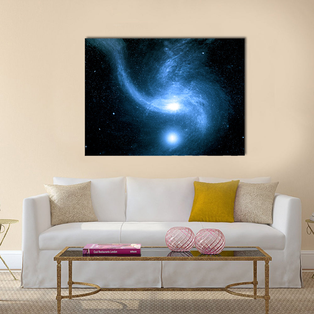 Stars of a planet and galaxy in a free space Multi Panel Canvas Wall Art