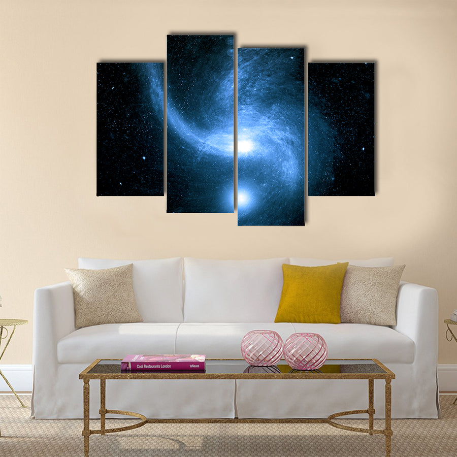 Stars of a planet and galaxy in a free space Multi Panel Canvas Wall Art