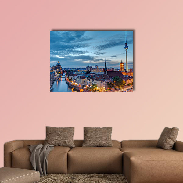 Berlin, Germany with the famous Television Tower at night wall art