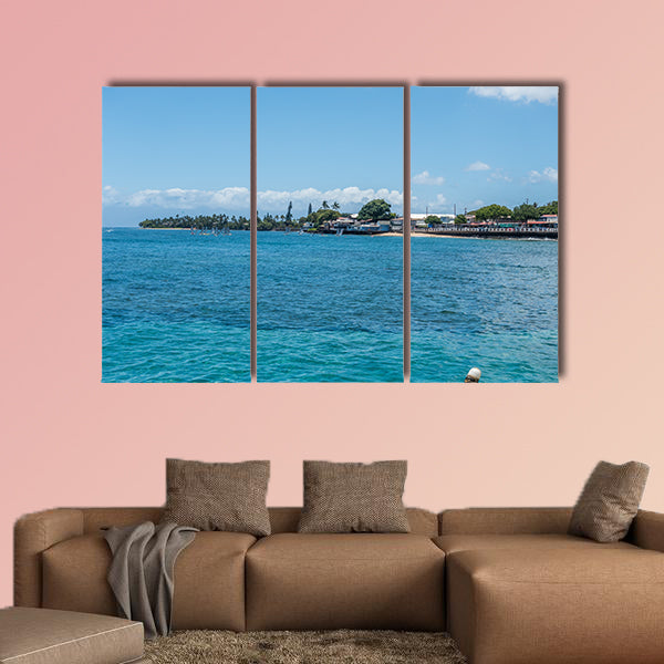 View of the shoreline in Lahaina on Maui, Hawaii Multi panel canvas wall art